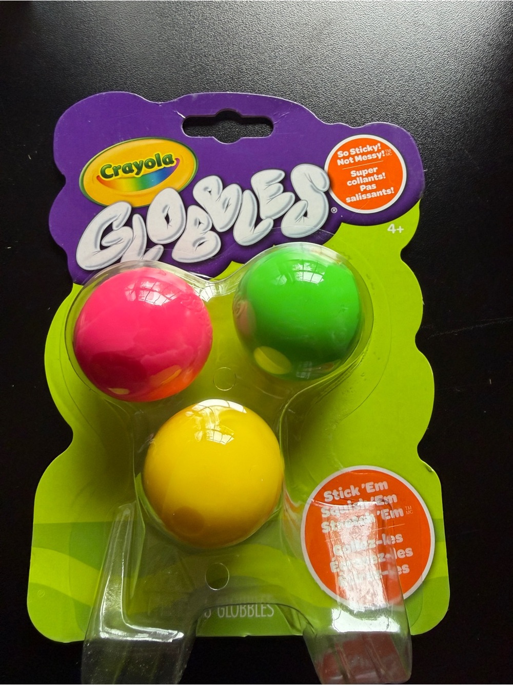 New Crayola Globbles 3 Squishy Balls Stretchy Pink Green Yellow Toys Orbs 4+